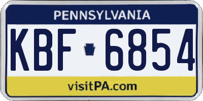 PA license plate KBF6854