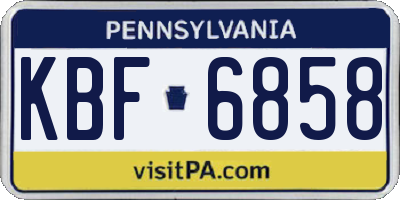 PA license plate KBF6858