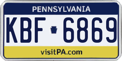 PA license plate KBF6869