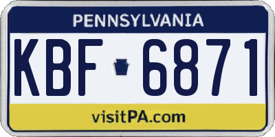 PA license plate KBF6871