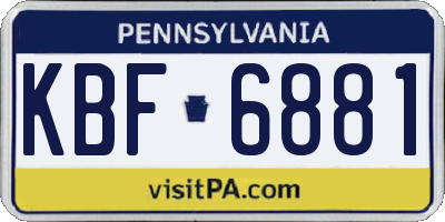 PA license plate KBF6881