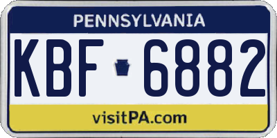 PA license plate KBF6882