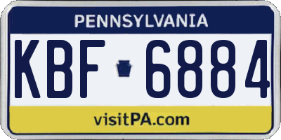 PA license plate KBF6884