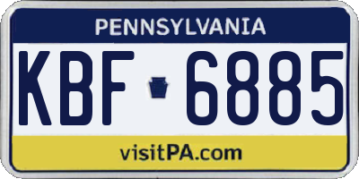 PA license plate KBF6885