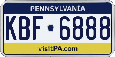 PA license plate KBF6888
