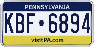 PA license plate KBF6894