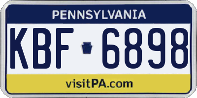 PA license plate KBF6898