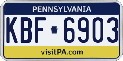 PA license plate KBF6903