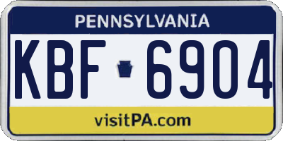 PA license plate KBF6904