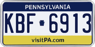 PA license plate KBF6913
