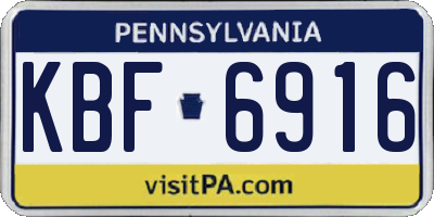 PA license plate KBF6916
