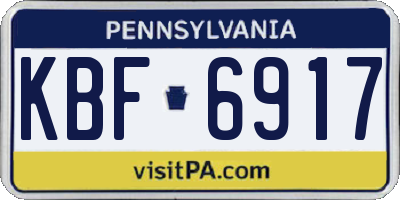 PA license plate KBF6917