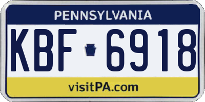 PA license plate KBF6918