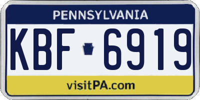PA license plate KBF6919