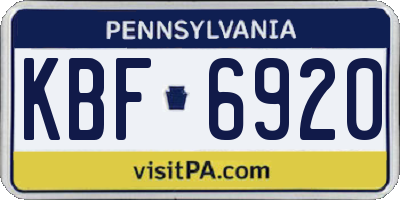 PA license plate KBF6920