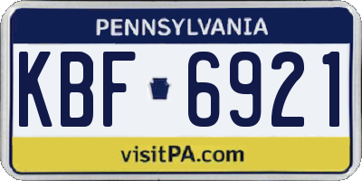 PA license plate KBF6921