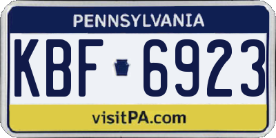 PA license plate KBF6923
