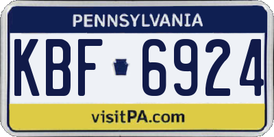 PA license plate KBF6924