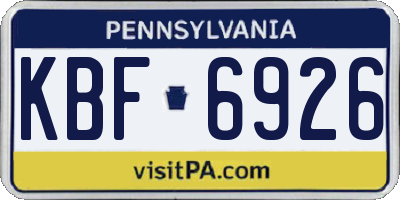 PA license plate KBF6926