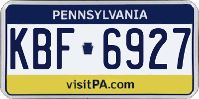 PA license plate KBF6927