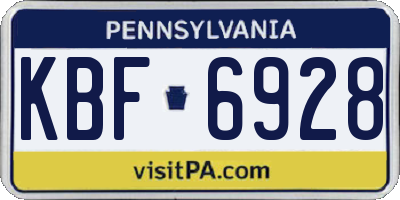 PA license plate KBF6928