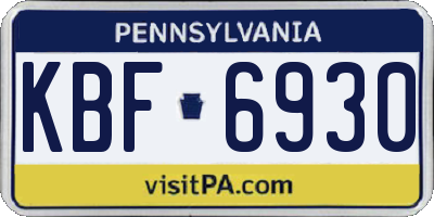 PA license plate KBF6930