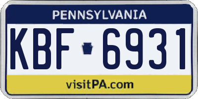 PA license plate KBF6931