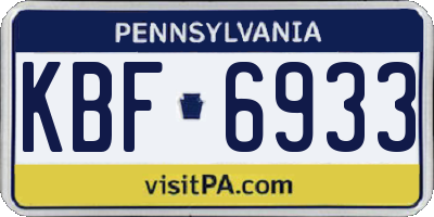 PA license plate KBF6933