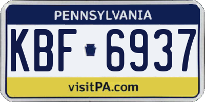 PA license plate KBF6937