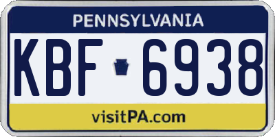 PA license plate KBF6938