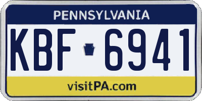 PA license plate KBF6941