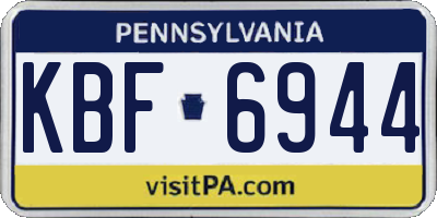 PA license plate KBF6944