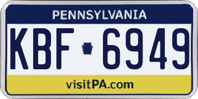 PA license plate KBF6949
