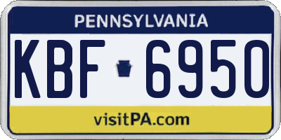 PA license plate KBF6950