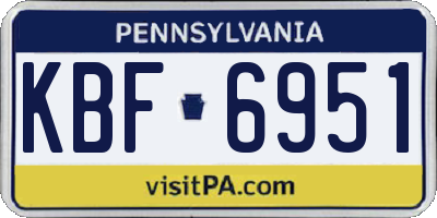 PA license plate KBF6951
