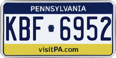PA license plate KBF6952