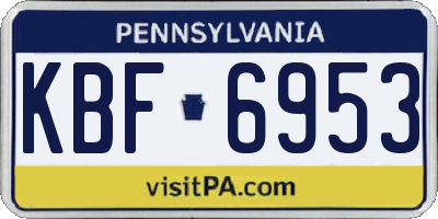 PA license plate KBF6953