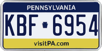 PA license plate KBF6954