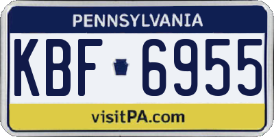 PA license plate KBF6955