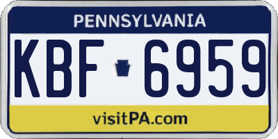 PA license plate KBF6959
