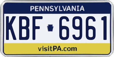 PA license plate KBF6961
