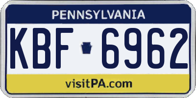 PA license plate KBF6962