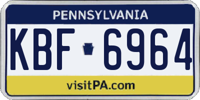 PA license plate KBF6964