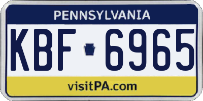 PA license plate KBF6965