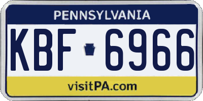 PA license plate KBF6966