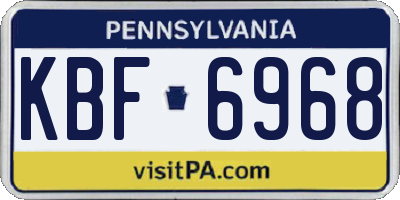 PA license plate KBF6968