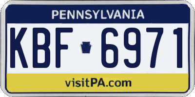 PA license plate KBF6971