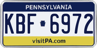 PA license plate KBF6972