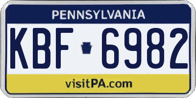 PA license plate KBF6982