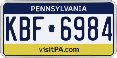 PA license plate KBF6984